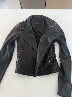 Aritzia Mackage black real Leather Jacket with Gold Hardware